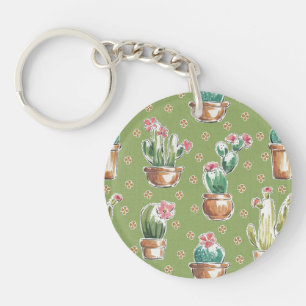 Desert Bloom Step   Green Pattern Keychain