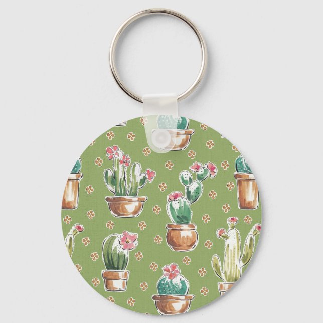 Desert Bloom Step | Green Pattern Keychain (Front)