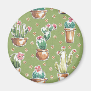 Desert Bloom Step Green Pattern Magnet