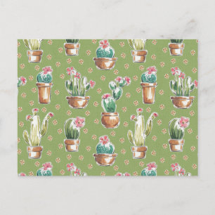 Desert Bloom Step   Green Pattern Postcard