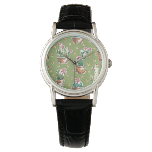 Desert Bloom Step | Green Pattern Watch (Front)