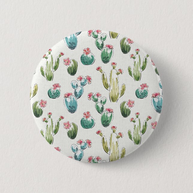Desert Bloom Step | Pink Pattern 2 Inch Round Button (Front)