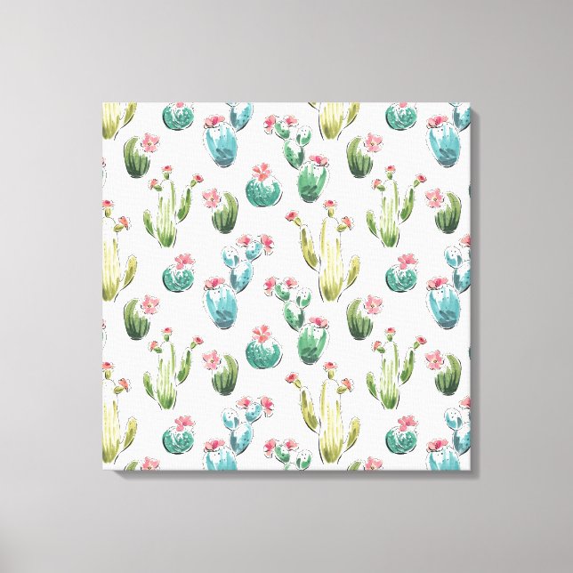 Desert Bloom Step | Pink Pattern Canvas Print (Front)