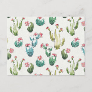 Desert Bloom Step   Pink Pattern Postcard