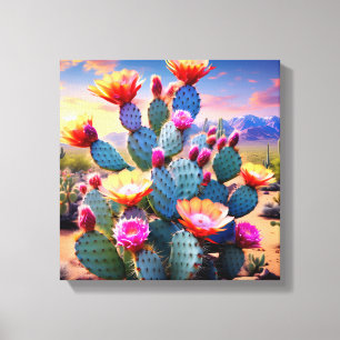 Desert Bloom: Vibrant Cactus Flower Canvas Print
