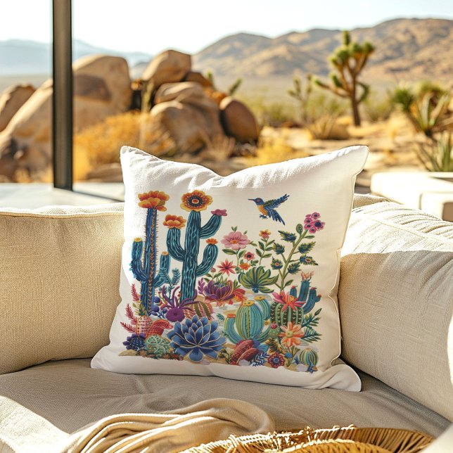 Desert Blooms Blossom Oasis Throw Pillow (Creator Uploaded)