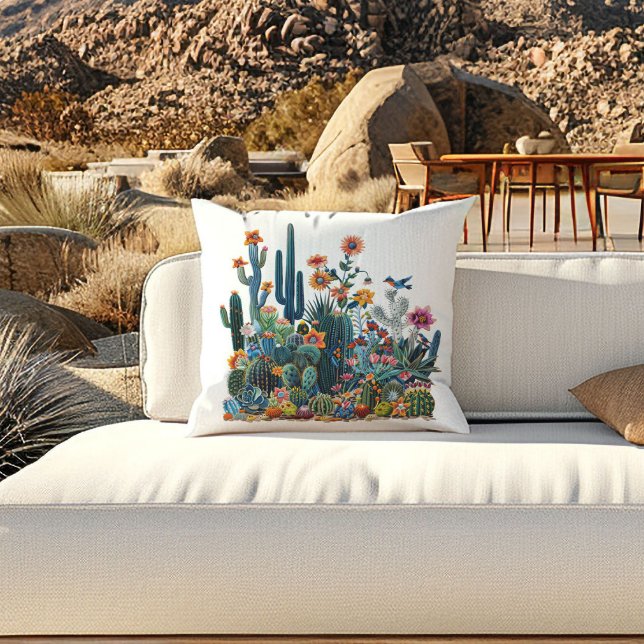 Desert Blooms Lush Mirage Throw Pillow (Creator Uploaded)