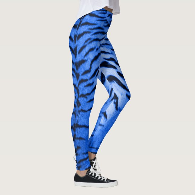 Desert Blue Tiger Skin Print Leggings (Right)