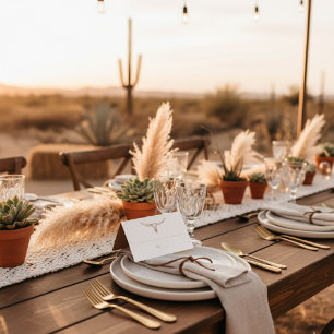 Desert Boho Cow Skull Wedding Seating Table Card