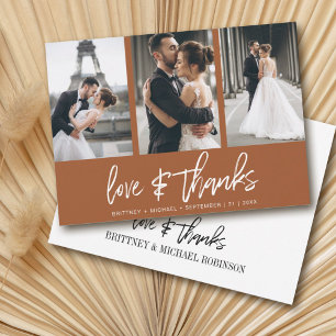 Desert Boho Terracotta Photo Collage Wedding Thank You Card