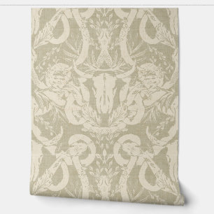 Desert Botanical Damask - Masculine - Sage Linen Wallpaper