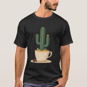 Desert Brew Saguaro Cactus Coffee Cup Bloom T-Shirt