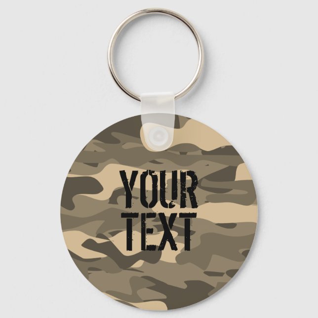 Desert brown camo army camouflage personalized keychain (Front)