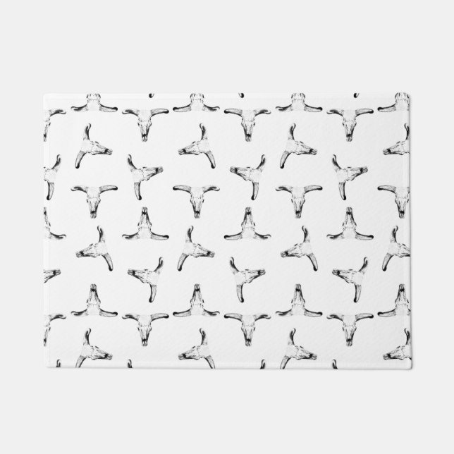 Desert Bull Horns Skulls Western Themed Doormat (Front)