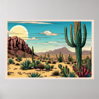 Desert Butte Mesa Graphic Art Landscape