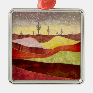 Desert Cacti Landscape Metal Ornament