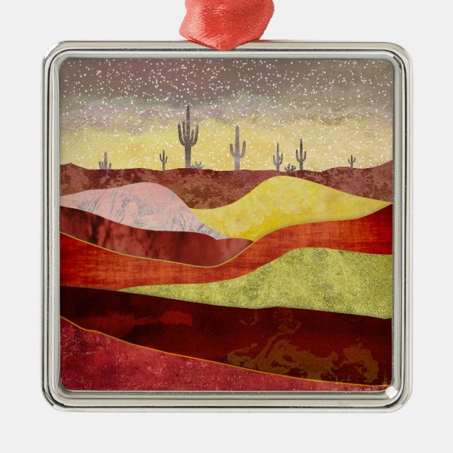 Desert Cacti Landscape Metal Ornament (Front)