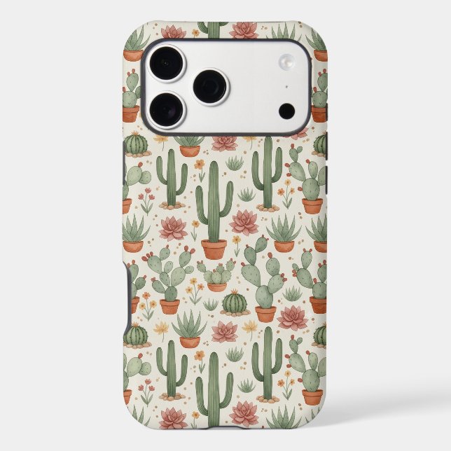 Desert Cacti Succulent Seamless Pattern (Back)