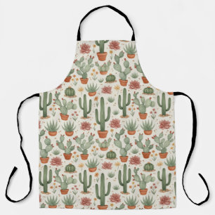 Desert Cacti Succulent Seamless Pattern Apron