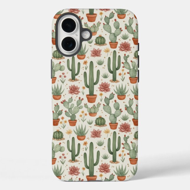 Desert Cacti Succulent Seamless Pattern Case-Mate iPhone Case (Back)