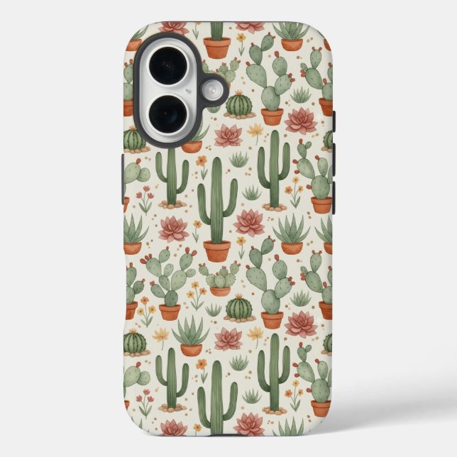 Desert Cacti Succulent Seamless Pattern Case-Mate iPhone Case (Back)