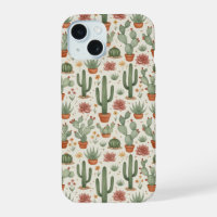 Desert Cacti Succulent Seamless Pattern