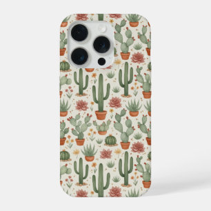 Desert Cacti Succulent Seamless Pattern iPhone 15 Pro Case
