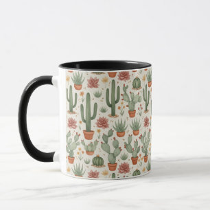 Desert Cacti Succulent Seamless Pattern Mug
