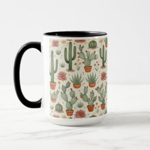 Desert Cacti Succulent Seamless Pattern Mug