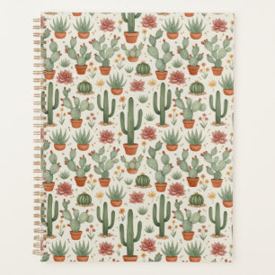 Desert Cacti Succulent Seamless Pattern Planner