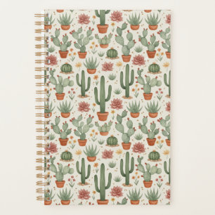 Desert Cacti Succulent Seamless Pattern Planner