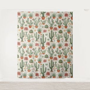 Desert Cacti Succulent Seamless Pattern Tapestry