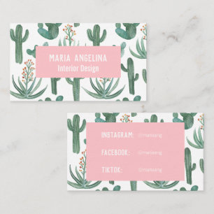 Desert Cactus and Succulents Watercolor Design  Business Card