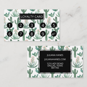 Desert Cactus and Succulents Watercolor Pattern 10 Loyalty Card