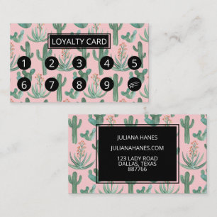 Desert Cactus and Succulents Watercolor Pattern 10 Loyalty Card