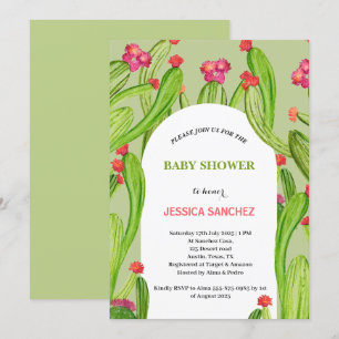 Desert Cactus Arch Bohemian Watercolor Baby shower Invitation