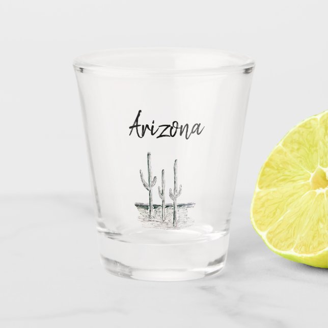 Desert Cactus Arizona Southwest Typography  Glass (Front)