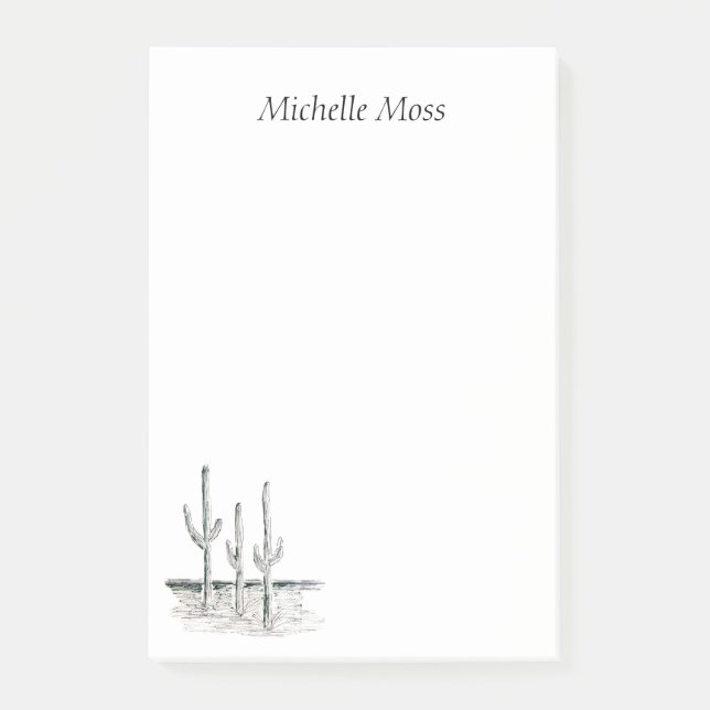 Desert Cactus Black White Southwestern  Post-it Notes (Front)