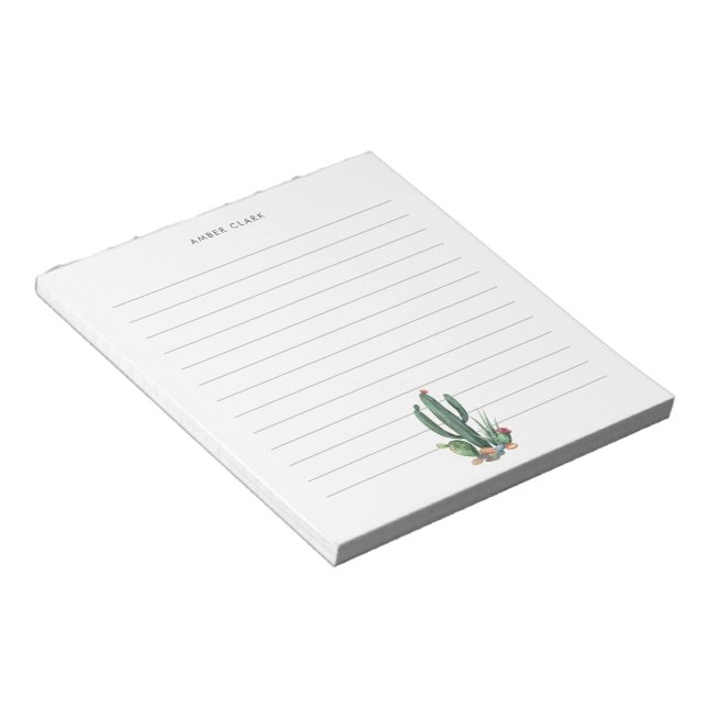 Desert Cactus Bloom | Desert Theme Lined Notepad (Angled)