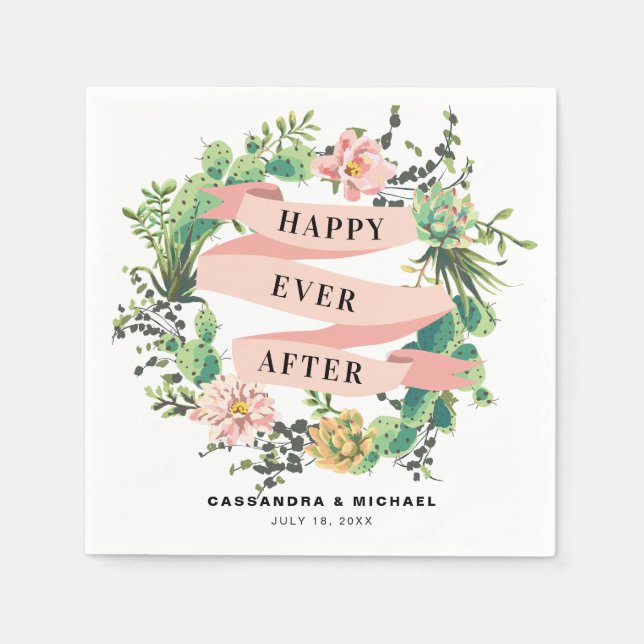 Desert Cactus Bloom | Happy Ever After Napkin (Front)