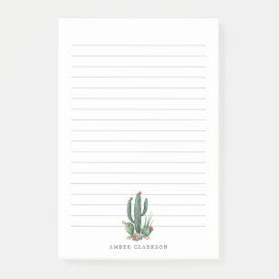 Desert Cactus Bloom   Lined Post-it Notes
