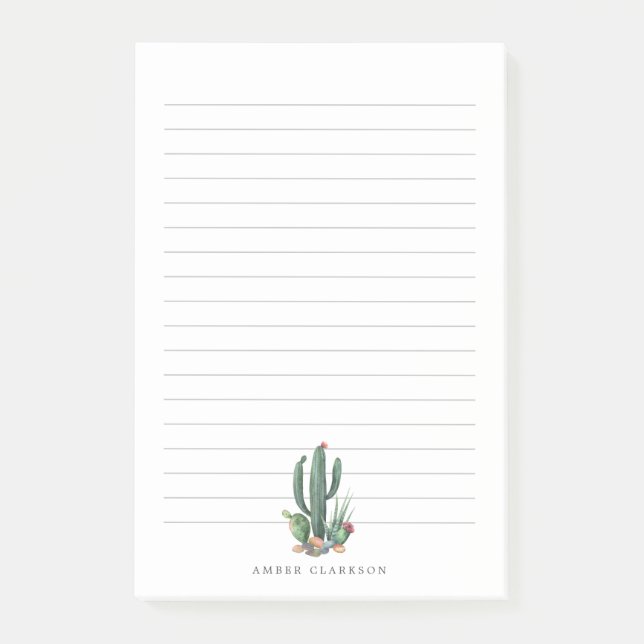 Desert Cactus Bloom | Lined Post-it Notes (Front)