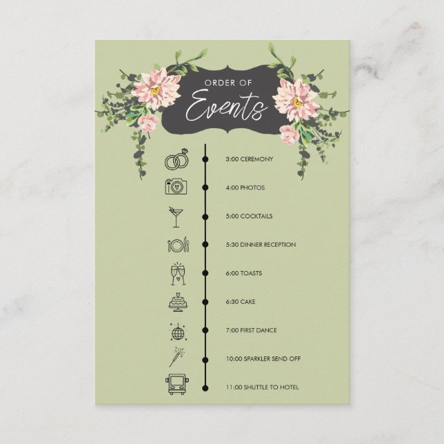 Desert Cactus Bloom Order of Events Enclosure Card (Front)