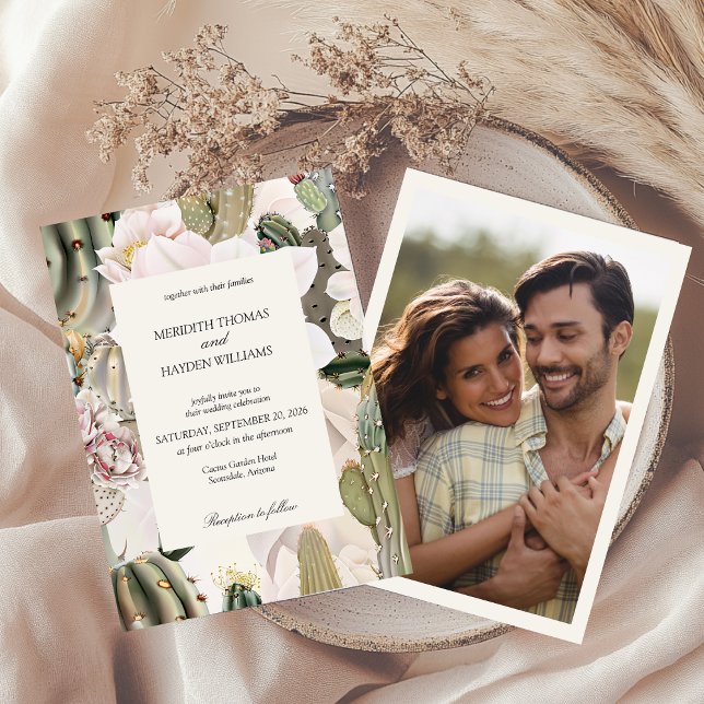 Desert Cactus Boho Photo Wedding Invitation (Créateur téléchargé)