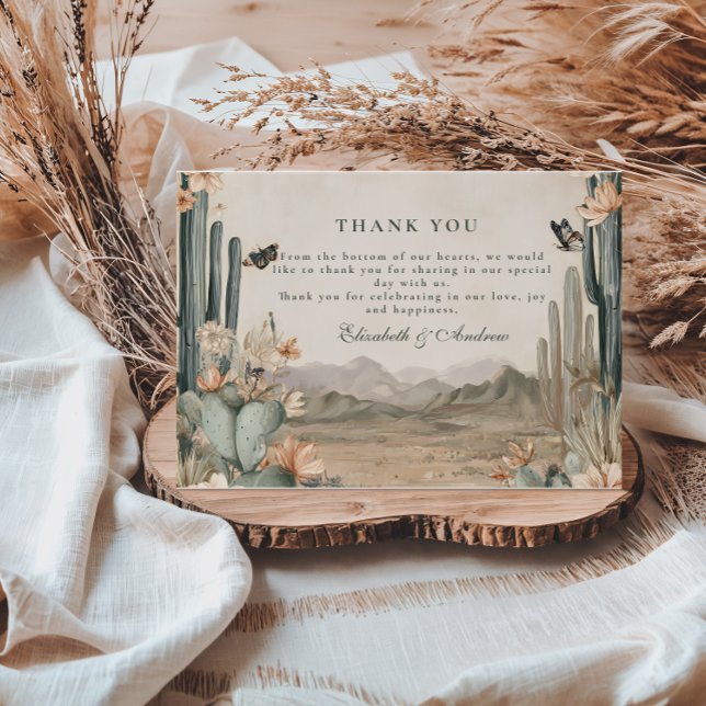 Desert Cactus Boho Wedding Thank You Card (Creator Uploaded)