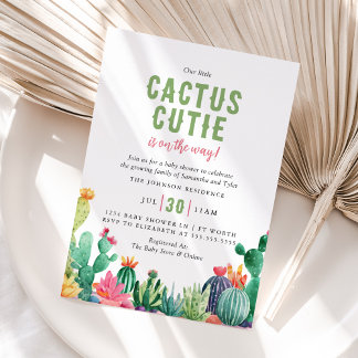 Desert Cactus Cutie Girl Baby Shower Invitation