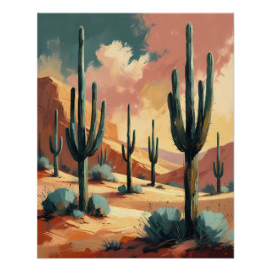 Desert Cactus Dream – Abstract Southwestern  Poster