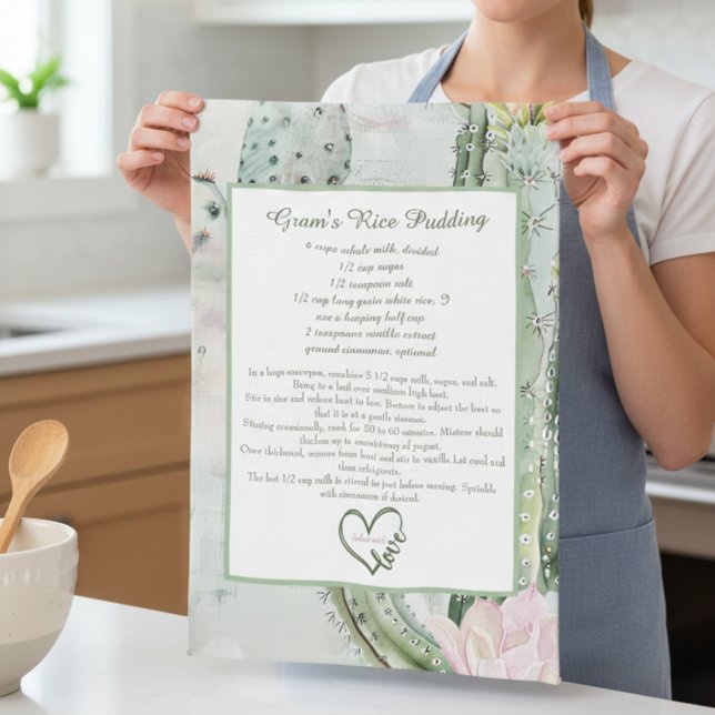 Desert Cactus Family Recipe Keepsake Custom  Kitchen Towel (Creator Uploaded)