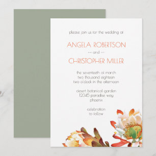 Desert Cactus Flower Wedding Invitation