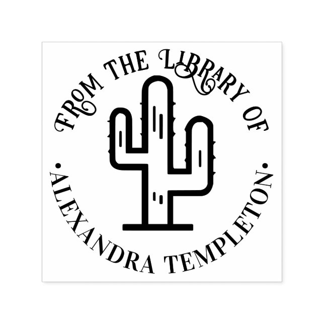 Desert Cactus “From the Library of” Book Name Self-inking Stamp (Design)